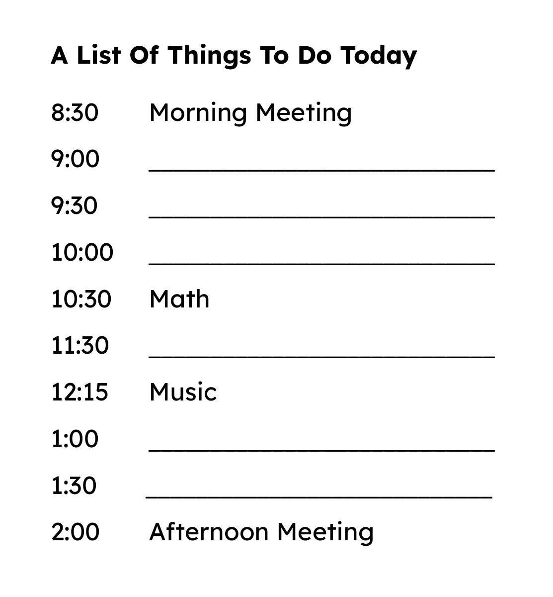 Another List of Things to Do