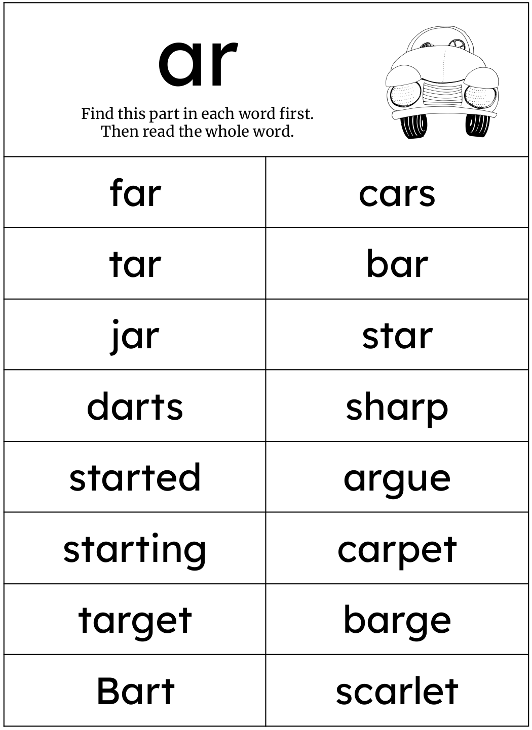Words With -ar